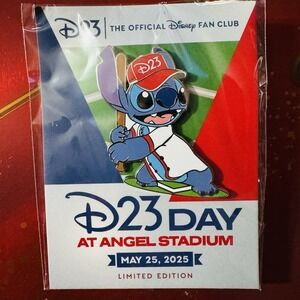 Disney Pin D23 Day At Angel Stadium Stitch Baseball 5/25/25 LE